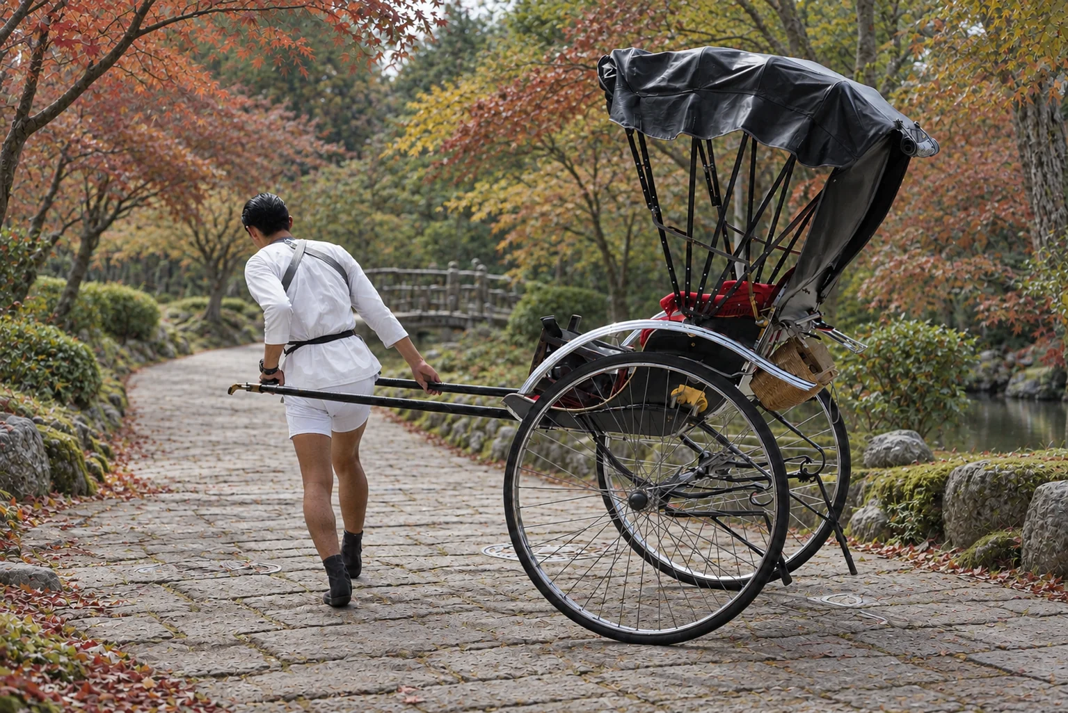日本庭園 人力車体験